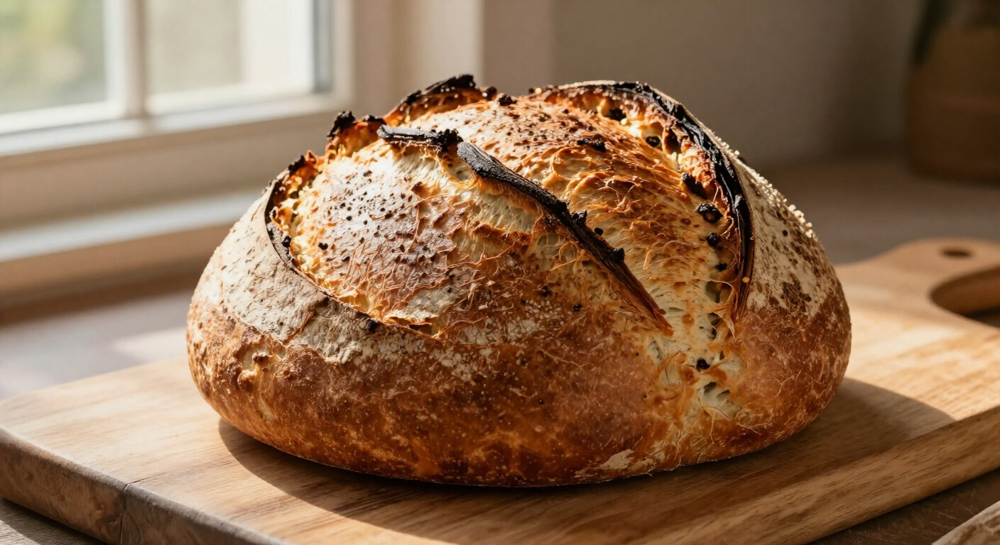 Crackly Golden Four-Ingredient Boule for Our Daily Bread